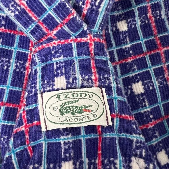 Vintage Izod Lacoste Skirtall Dress Overalls Blue Purple Plaid Rare - Picture 6 of 6
